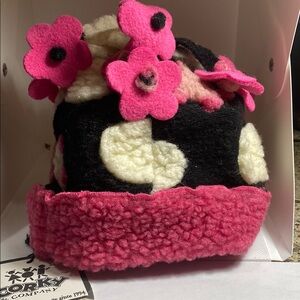 NWT Corky  & Co Kids Pink and Black Flower Hat